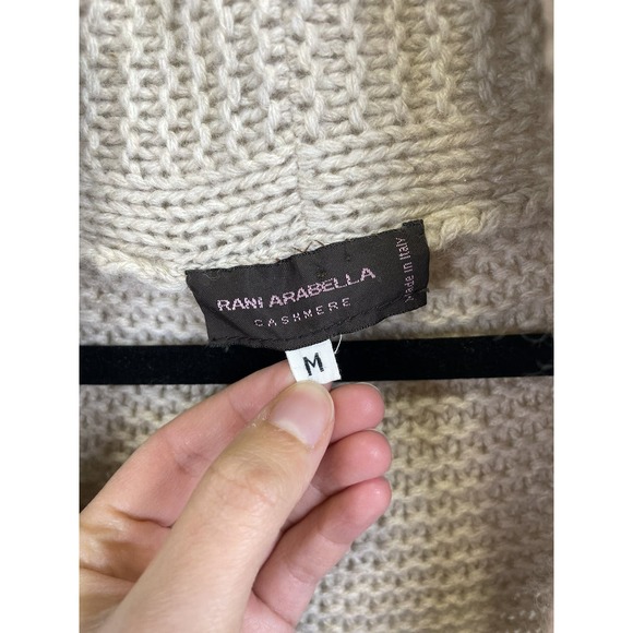 RANI ARABELLA Womens Oatmeal Cashmere Cardigan Sweater SZ M - Picture 4 of 13